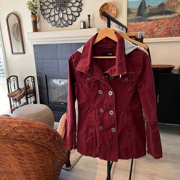 Hurley Jacket Womens Size Small Burgundy Winchester Woven Full Zip with Hood - Picture 16 of 16